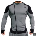 New muscle brothers hooded color matching sweater autumn men’s sports fitness running training zipper cardigan jacket3
